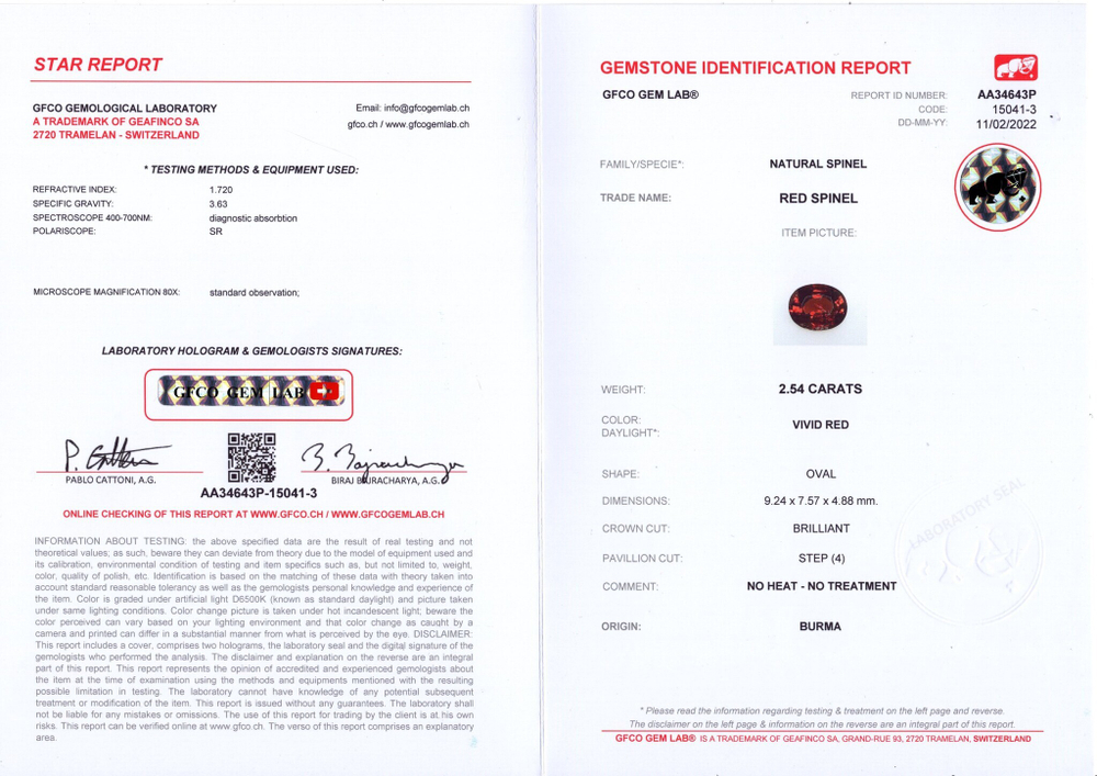 Шпинель, Овал, 3 шт / 6,89 карат, Бирма