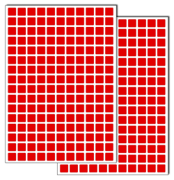 Красные квадратные виниловые наклейки для маркировки Policomprint М14, 10х10 мм. 352 шт.