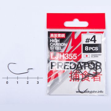Крючки офсетные Lucky John PREDATOR LJH355 №4, 8 шт.