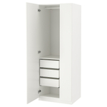 Распашной шкаф PAX FORSAND IKEA (двухсекционный) с 3 ящиками (белый)  80*45*240