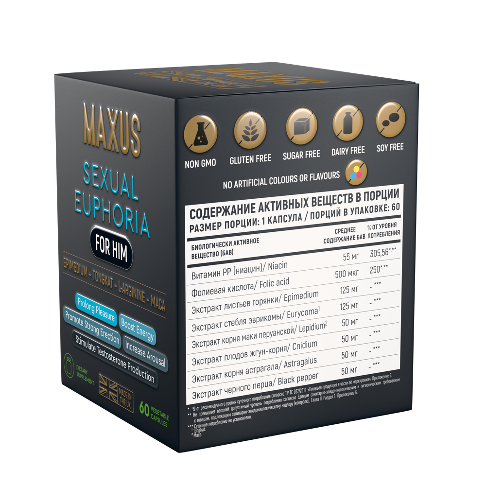 БАД MAXUS Сексуальная Эйфория для него, Sexual Euphoria for him, 60 капсул
