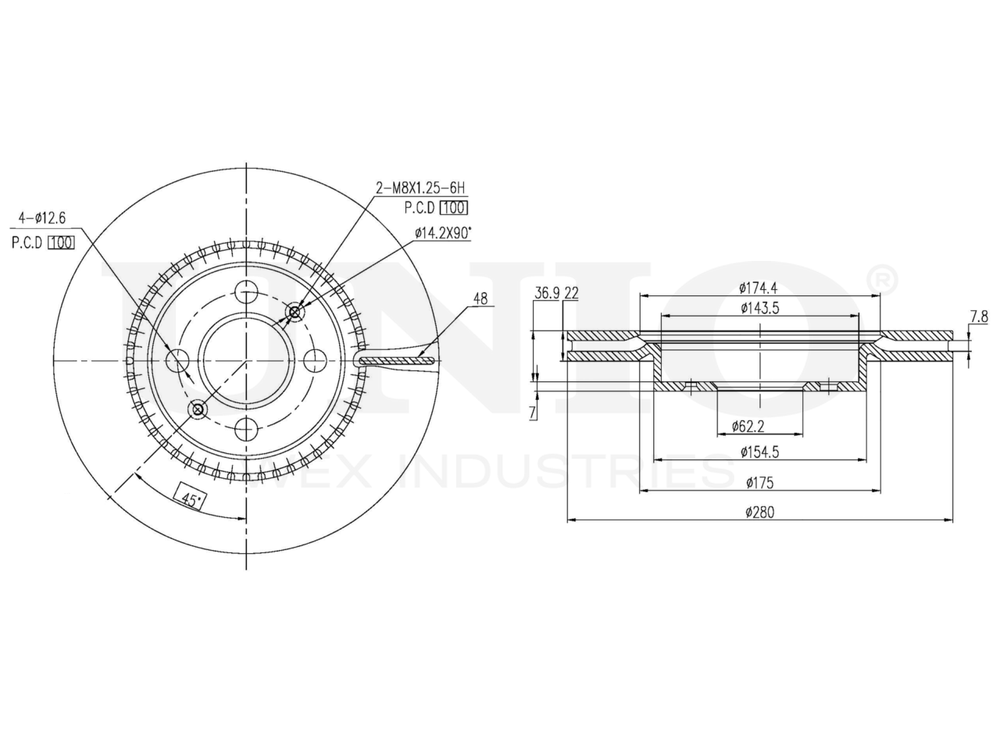 Диск тормозной передний UNIO BRD-20589