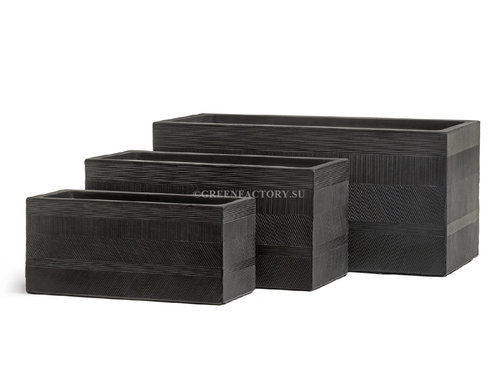 Кашпо TREEZ ERGO - серия Graphics - Низкий прямоугольник - Чёрный графит