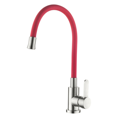 смеситель кухня LEDEME нерж.корпус, силикон.излив L74004-1