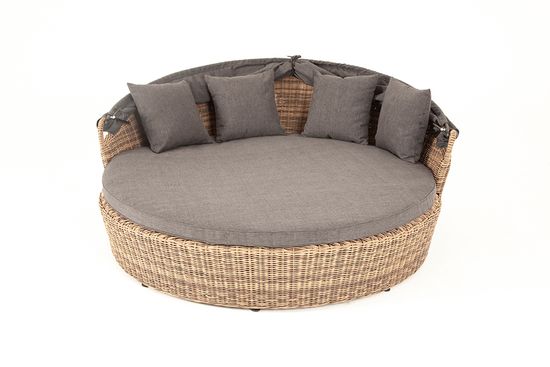 "Стильяно" плетеная кровать круглая, цвет соломенный