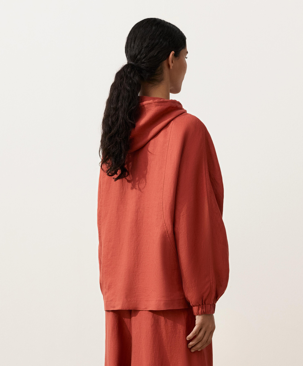 Oysho Куртка с капюшоном в полоску из 100% льна, красноватый