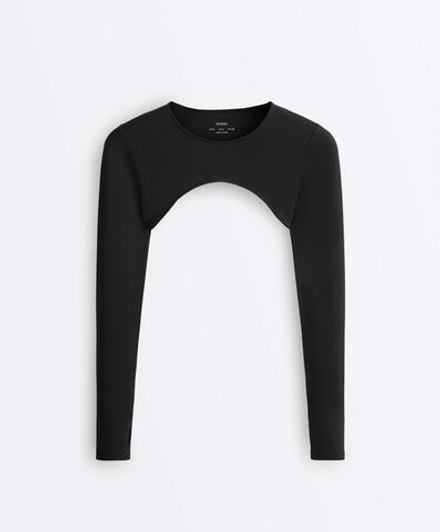 Oysho Лонгслив Comfortlux с длинными рукавами, черный