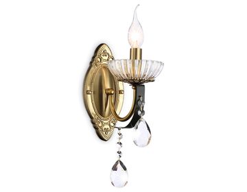 Настенный светильник с хрусталем 1*E14 TR4954 BK/GD/CL черный/золото/прозрачный 410*120*210 Traditional Classic Ambrella