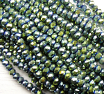 БЛ004НН46 Хрустальные бусины "рондель", цвет: зеленый металлик, размер 4х6 мм, кол-во: 58-60 шт.