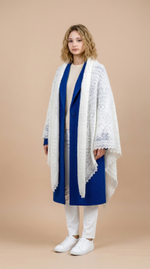 Оренбургский пуховый платок П2-150-01 белый отбеленный