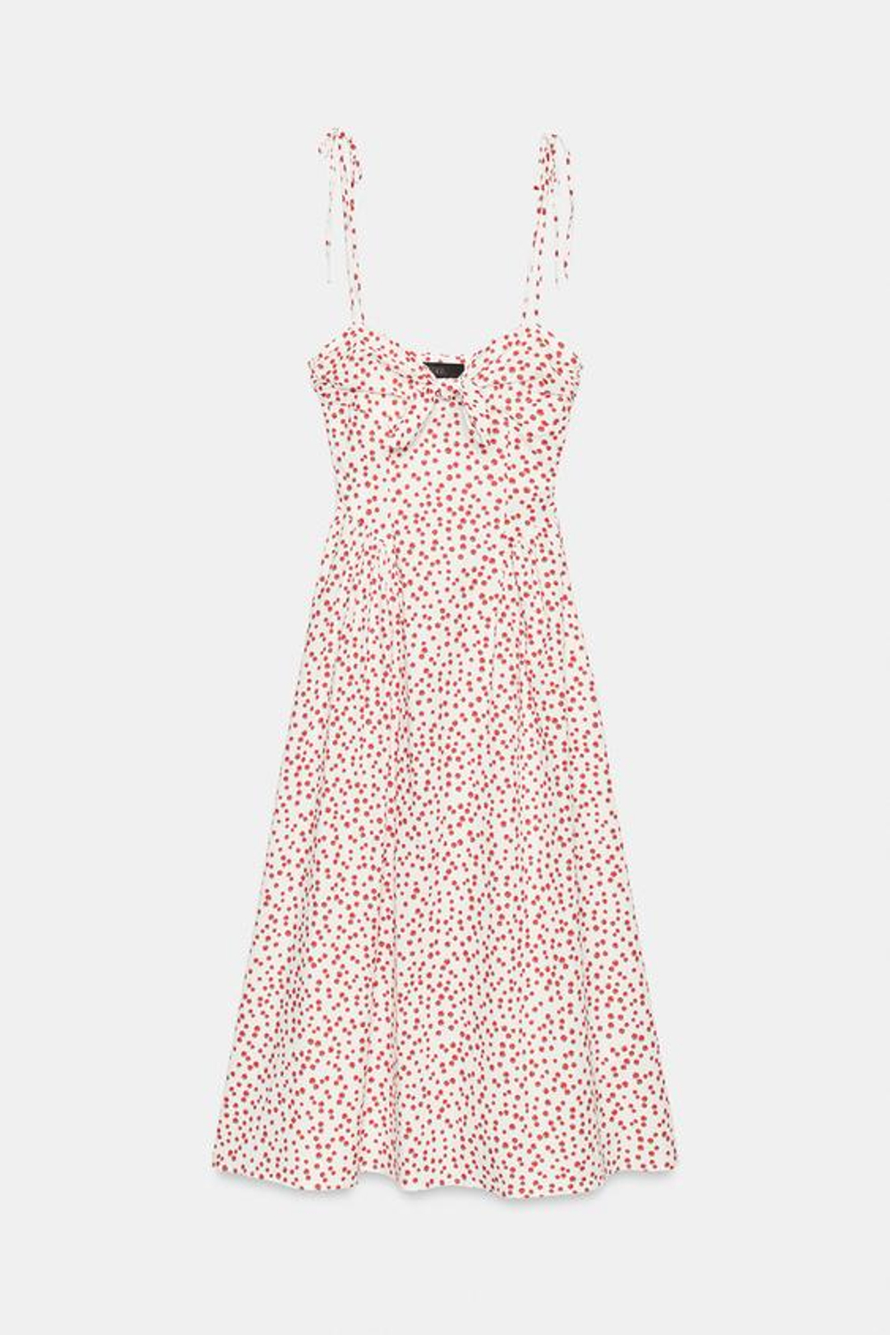 ZARA ПЛАТЬЕ МИДИ ИЗ ПОПЛИНА, БЕЛЫЙ/КРАСНЫЙ