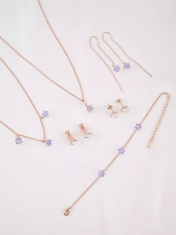 Серьги-протяжки Миражи с сиреневыми кубиками Swarovski