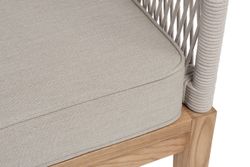 "Канны" диван 2-местный плетеный из роупа, основание дуб, роуп бежевый круглый, ткань бежевая 15052