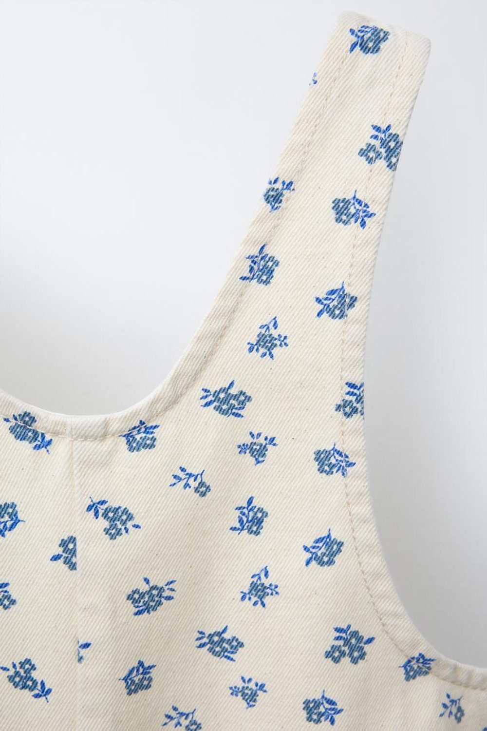 ZARA ДЛИННЫЙ КОМБИНЕЗОН ИЗ ТВИЛА С ЦВЕТОЧНЫМ ПРИНТОМ, ЭКРЮ