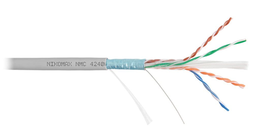 Кабель витая пара F/UTP 6 кат. 4 пары NikoMax NMC 4240A-GY