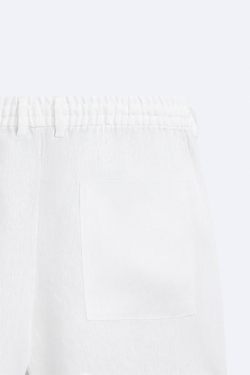 ZARA ШОРТЫ ИЗ 100% ЛЬНА, БЕЛЫЙ