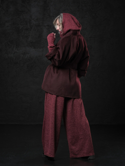 Кимоно -пальто марсала с поясом