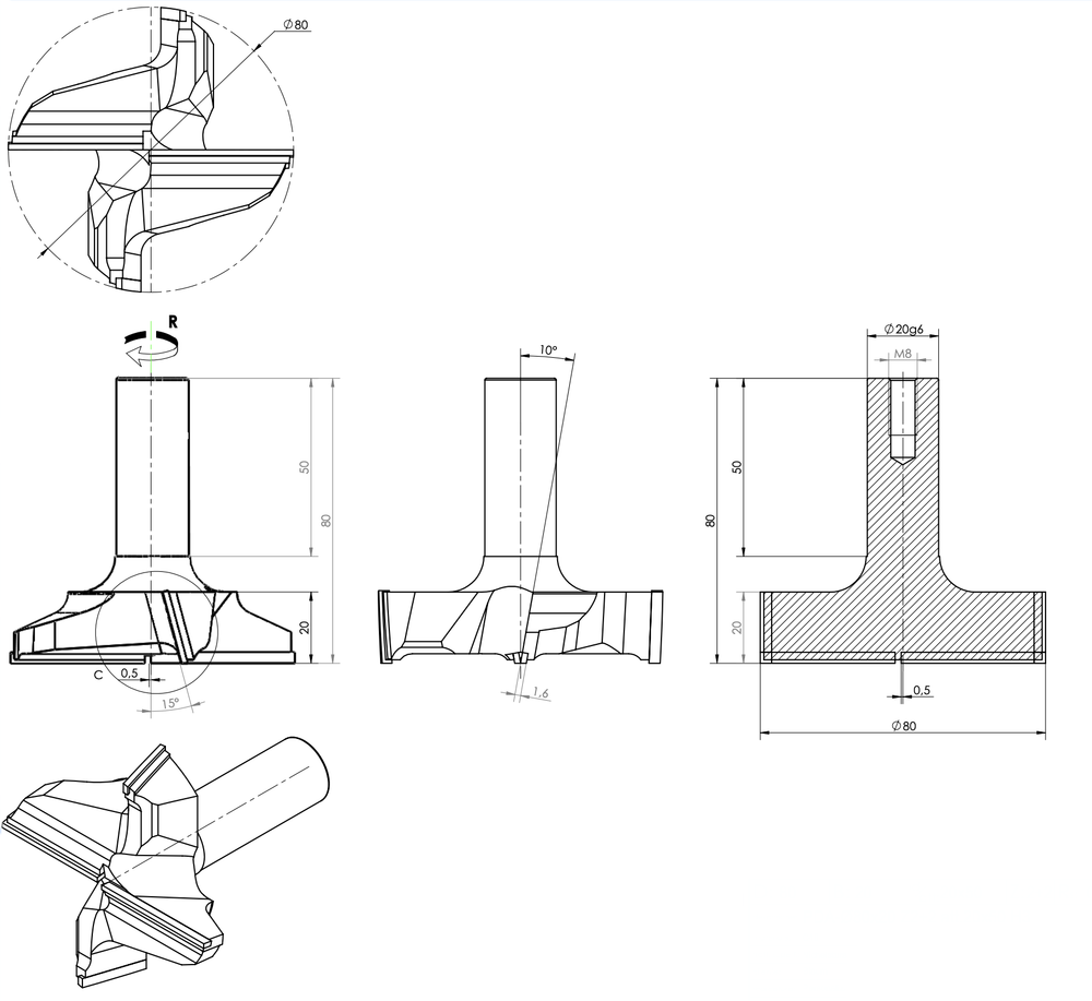 PCD концевая фреза D.80x20 S.20x50 Z=2+2 RH