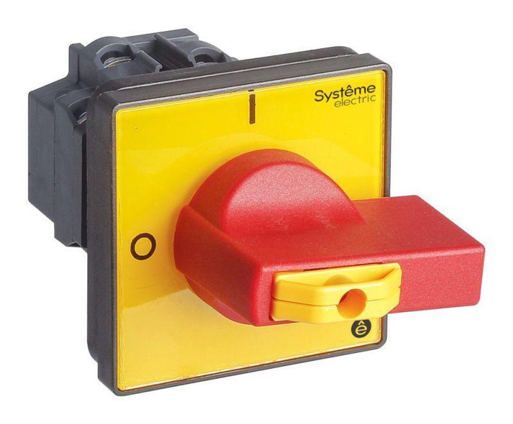 Выключатель-разъединитель 4п 20А IP20 с красн. рукоят. на дверцу 4 винта 1 замок SE MSD20460R