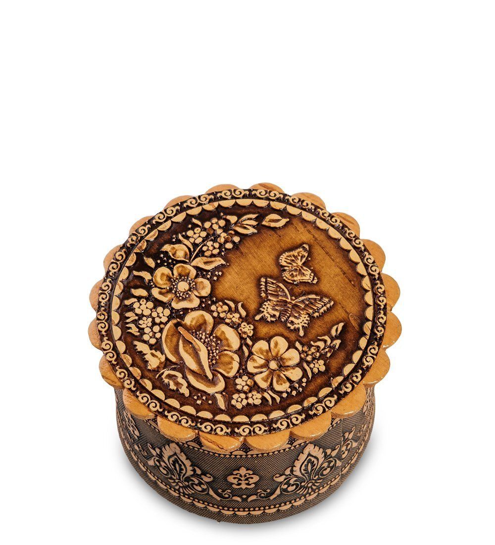 Народные промыслы BST-113/ 1 Шкатулка «Бабочка» мал. (береста)