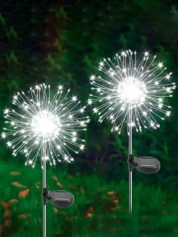 Светильник уличный садовый декор "Фейерверк" на солнечной батарее, 150 ламп, белый свет, 2шт