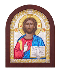 Спаситель, икона арочная, красное дерево, эмаль  60х75