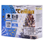 Гирлянда сетка ш1,5* в1,5м 120 ламп LED, прозр.пров.,8 реж, IP-20, цв.синий (Серпантин)