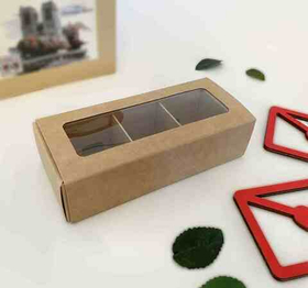 Коробка для 3 конфет Крафт, 130*50*33мм