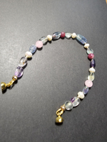 Браслет из натурального камня, авторская работа из Флюорита, Жемчуга, Кварца и Турмалина "Магический"