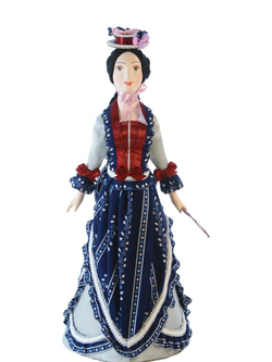 Кукла-шкатулка фарфоровая коллекционная Дама в костюме 18 века