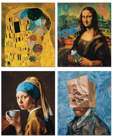 Тетрадь А5 48л. клетка "Неклассическое искусство" фактурный лак "холст", 4 дизайна (ПОЛИНОМ)