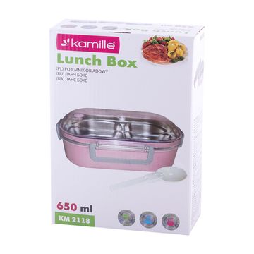 Ланч бокс 650 мл. Kamille KM 2118 пластик, нержавеющая сталь