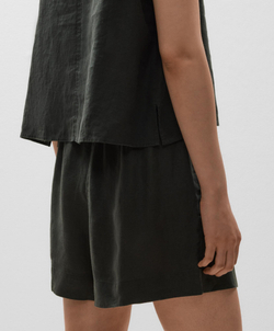 Oysho Топ из 100% льна с V-образным вырезом, антрацитовый