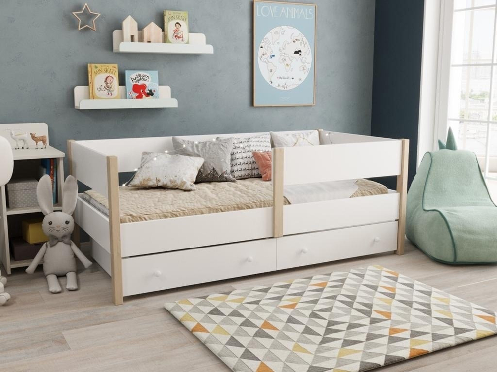 Кровать подростковая "МК-12" 160*80 см., белая/натуральный