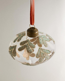 ZARA HOME БЛЕСТЯЩЕЕ ЕЛОЧНОЕ УКРАШЕНИЕ «ЮЛА», ЗЕЛЕНЫЙ