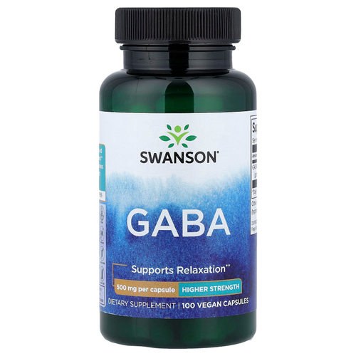 Swanson Vitamins, ГАМК, 500 мг, 100 веганских капсул