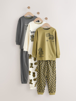 Пижама для мальчика Next AJ0-575, 3 шт., Хаки, Молочный, Серый