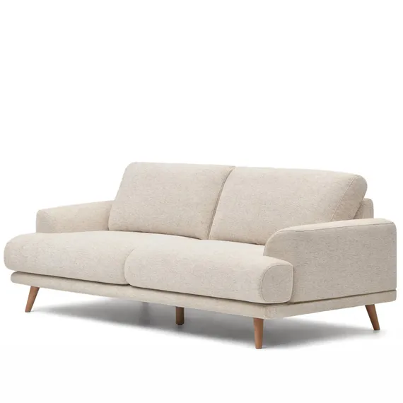 Трехместный диван Karin, белый шенилл, ножки из массива бука, 231 см
