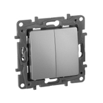 Переключатель 2х-клавишный 10A 250В алюминий ETIKA Legrand