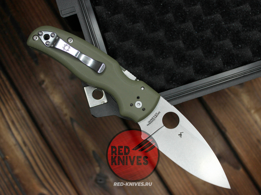Нож Spyderco Shaman FP - рукоять зеленый OD G10, клинок плейн