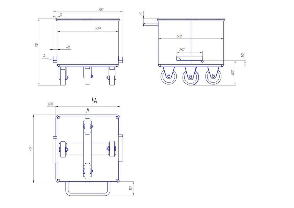Тележка чан для фарша 200л (AISI304)
