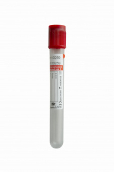 Пробирка вакуумная c крышкой, с наклейкой (с активатором свертывания крови), 13х100мм, 6 мл