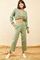 Qadın üçün beli rezinli, cibli, enli ayaqlı açıq yaşıl şalvar 10121083
