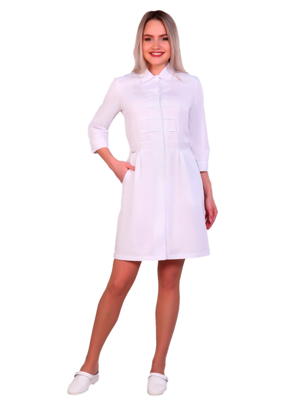 Халат медицинский женский СтильБ 152СА, белый, 46