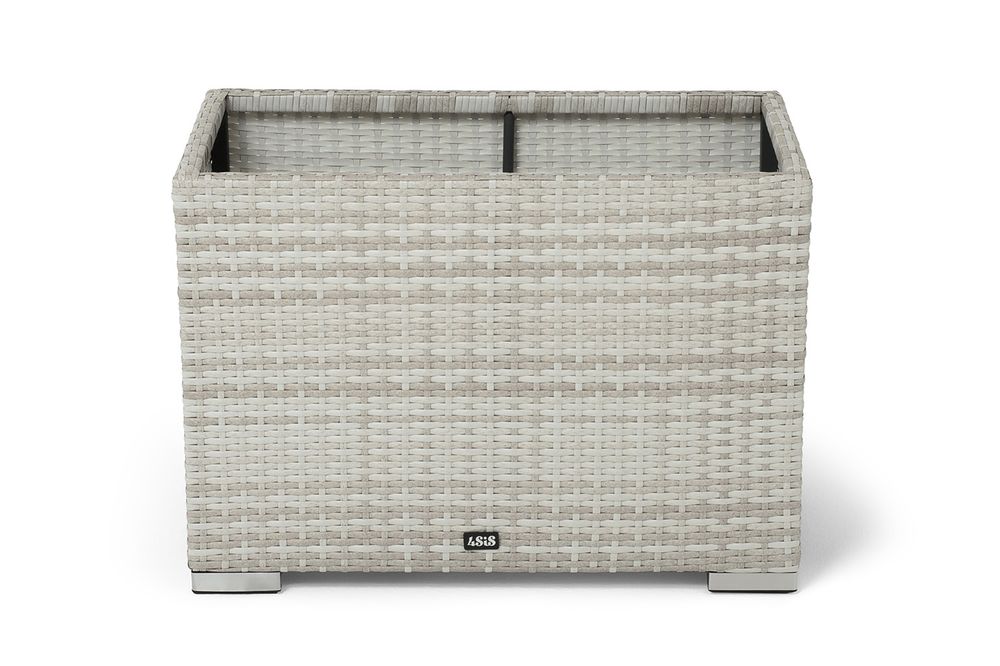 "Лунго" кашпо для цветов большое плетеное из искусственного ротанга, цвет бежевый