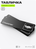 Табличка Социопат, шуточная прикольная табличка на дверь и стену черная, для офиса и дома, серия COSMO FUN, 30х10 см, Айдентика Технолоджи