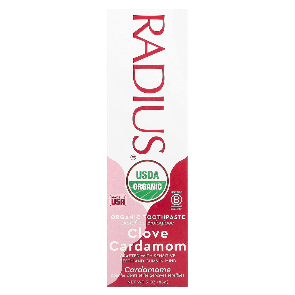 RADIUS, Органическая зубная паста, гвоздика и кардамон, 85 г (3 унции)