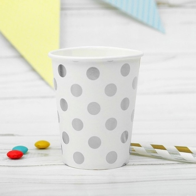 Стакан бумажный "Горох" серебро, набор 6 шт.