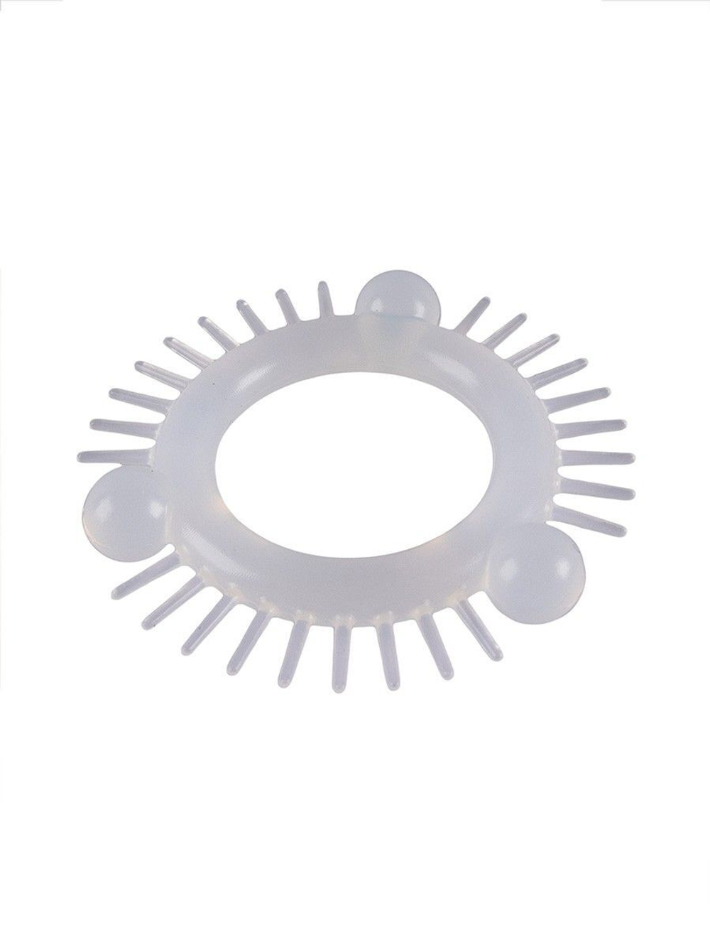 Эластичное эрекционное кольцо с 3 шариками и шипами (Цвет: белый)