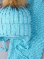 Шапка зимняя детская с помпоном и снуд